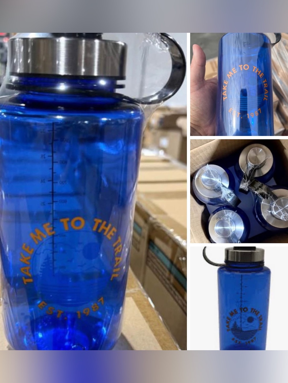 Four Blue 'Take Me To The Trail' Ozark 32oz Reusable Water Bottles